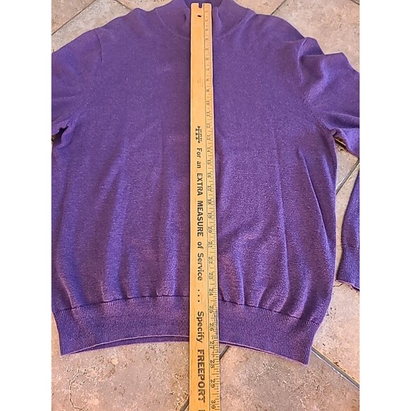 Jos A Bank Sweater Men Large 1/4 Zip Pullover Pima Cotton Purple Preppy Casual - Picture 4 of 5